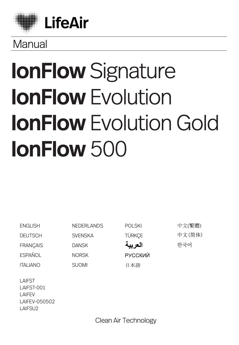 Imagen de la primera página del manual del dispositivo IonFlow Signature