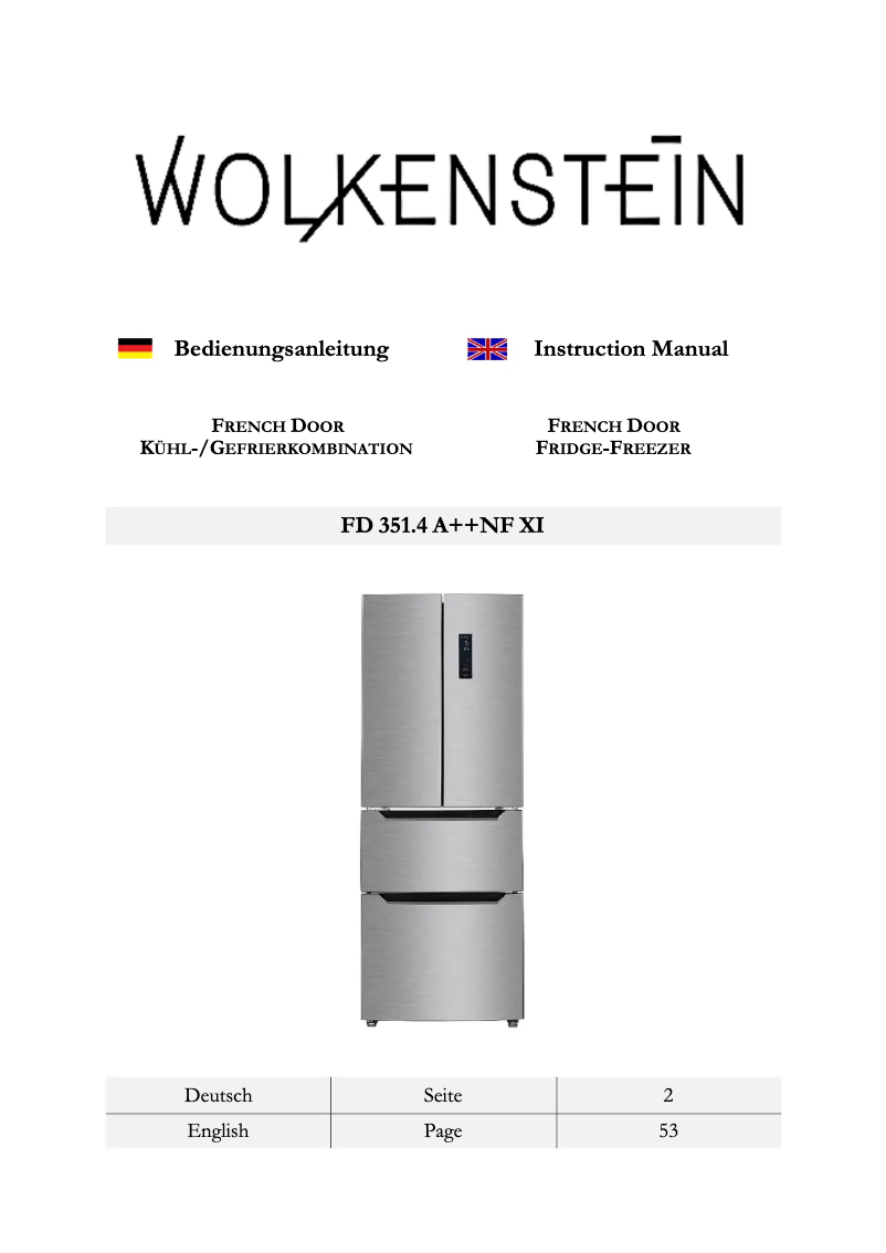 Página 1 del manual Manual de usuario Wolkenstein FD351.4A++NF IX