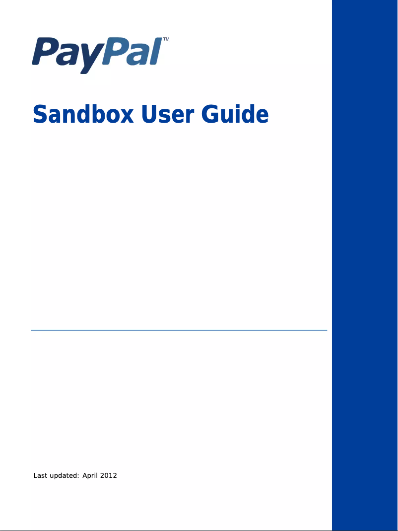 Página nº 1 - Manual de usuario PayPal Sandbox (2012)