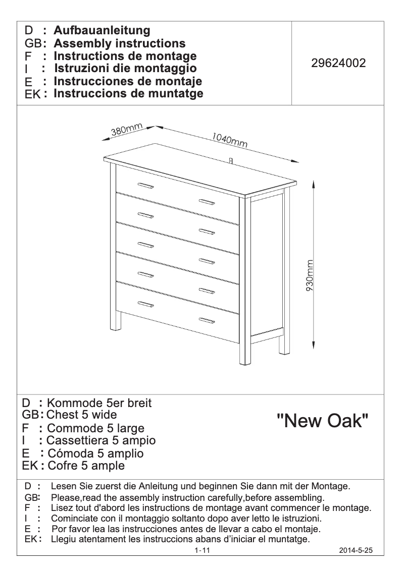 Página 1 del manual Manual de usuario JYSK New Oak