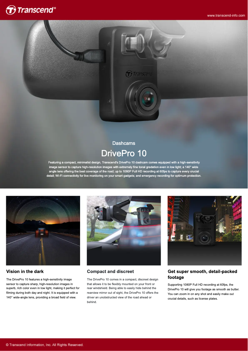 Página 1 del manual Ficha técnica Transcend DrivePro 10