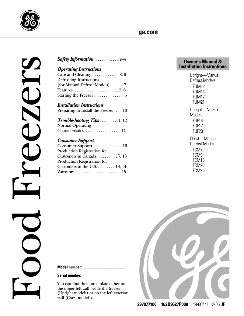 Imagen de la primera página del manual del dispositivo FUF14DPRWH