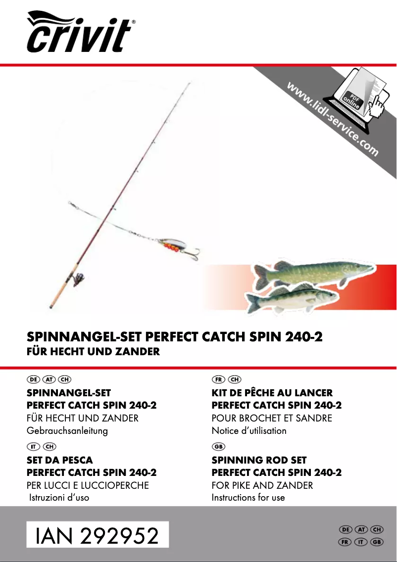 Imagen de la primera página del manual del dispositivo Perfect Catch Spin 240-2