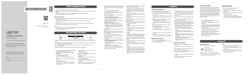 Imagen de la primera página del manual del dispositivo 65UQ8150PSB