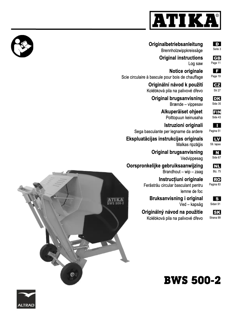 Imagen de la primera página del manual del dispositivo BWS 500-2