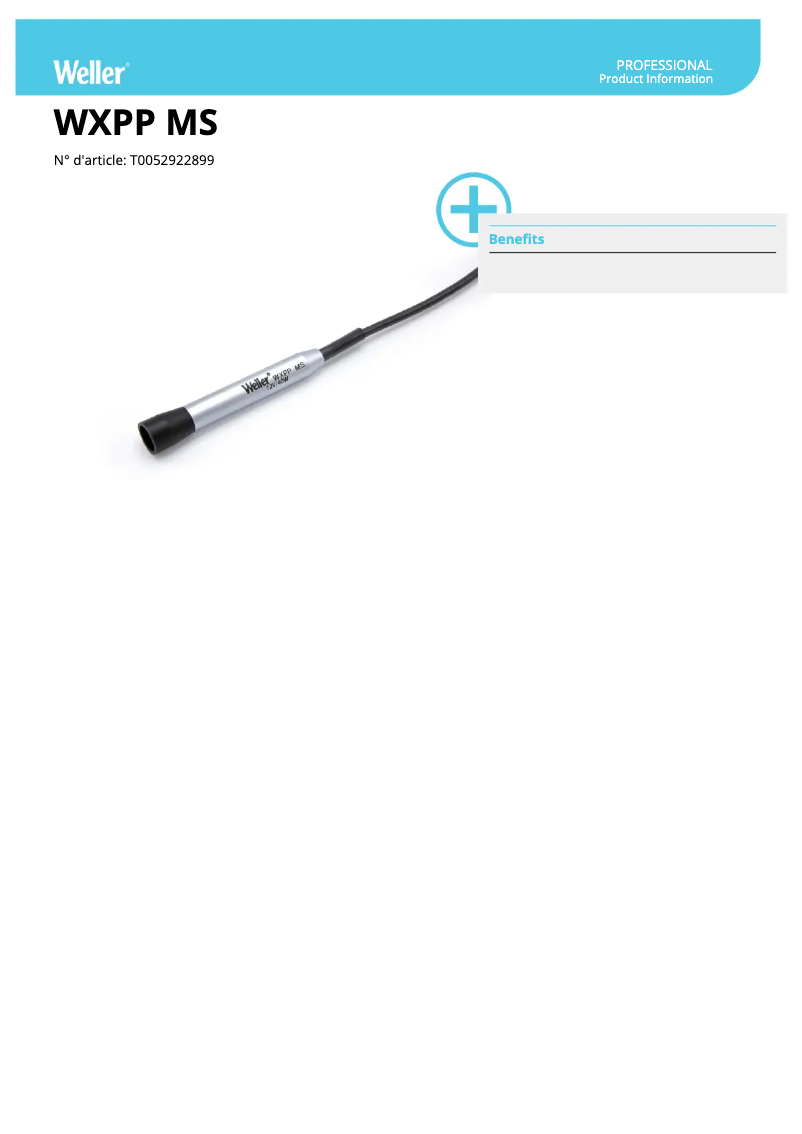 Página 1 del manual Ficha técnica Weller WXPP MS