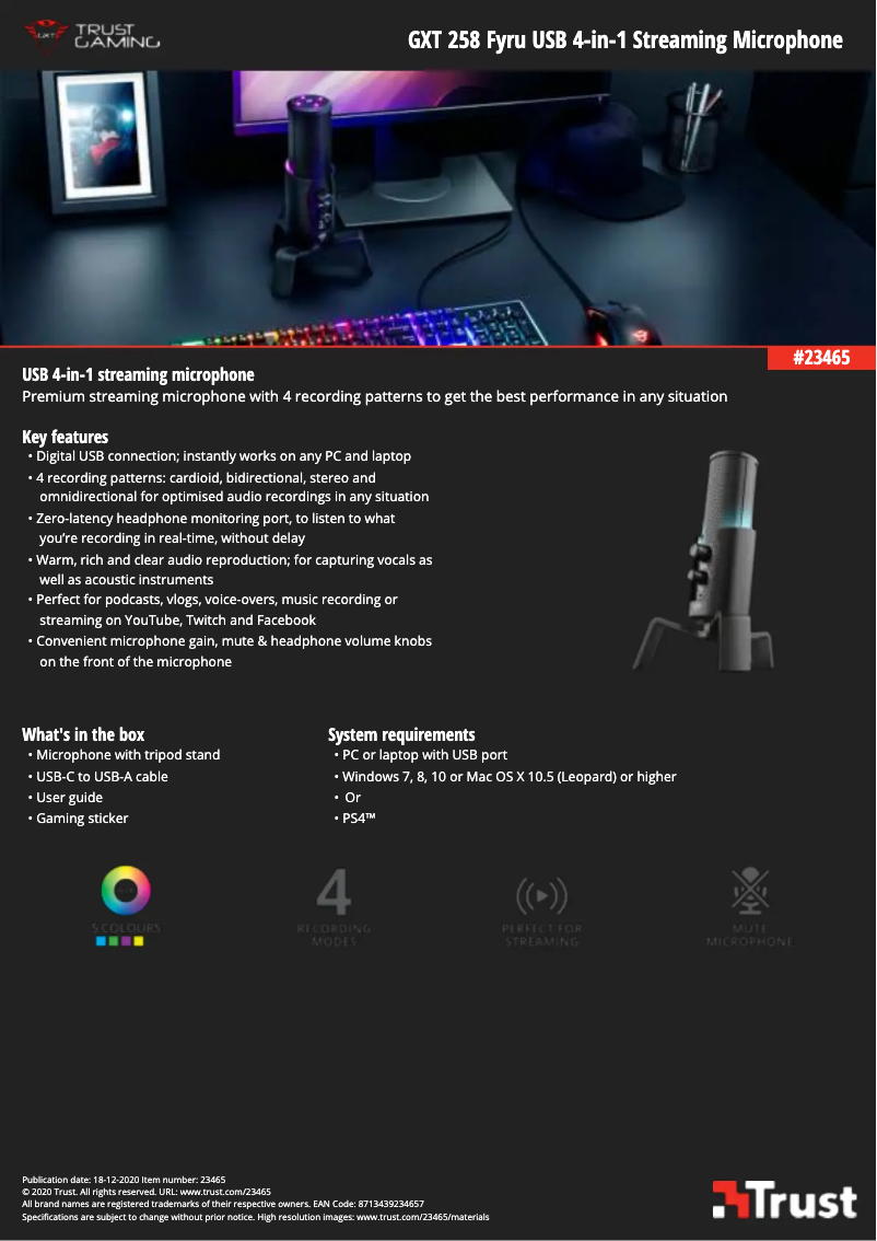 Página 1 del manual Manual de usuario Trust Fyru GXT 258