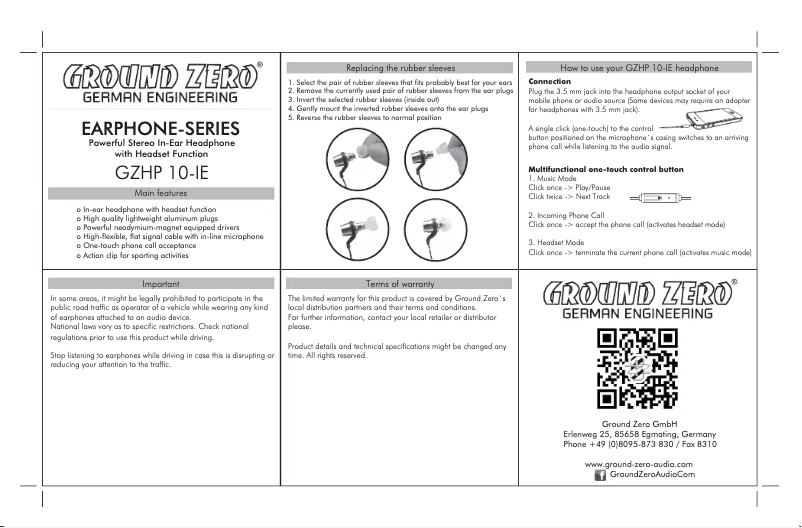 Imagen de la primera página del manual del dispositivo GZHP 10-IE