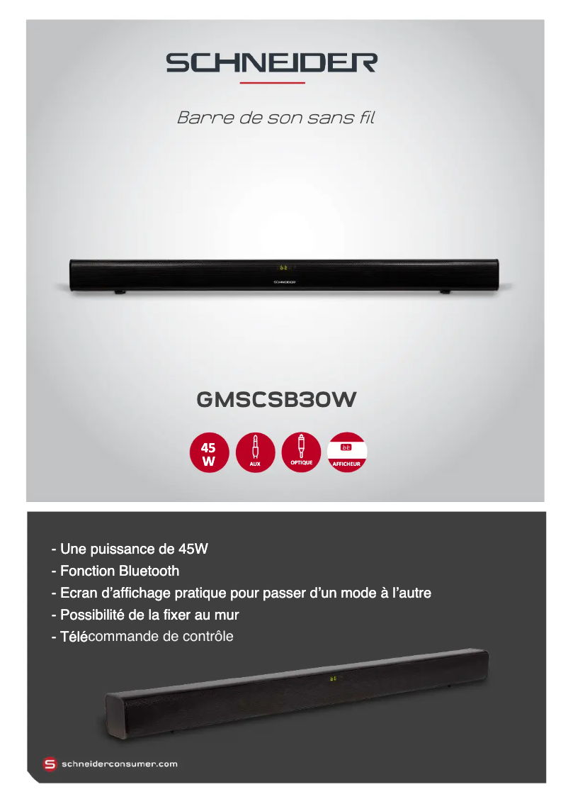 Página 1 del manual Ficha técnica Schneider GMSCSB30W