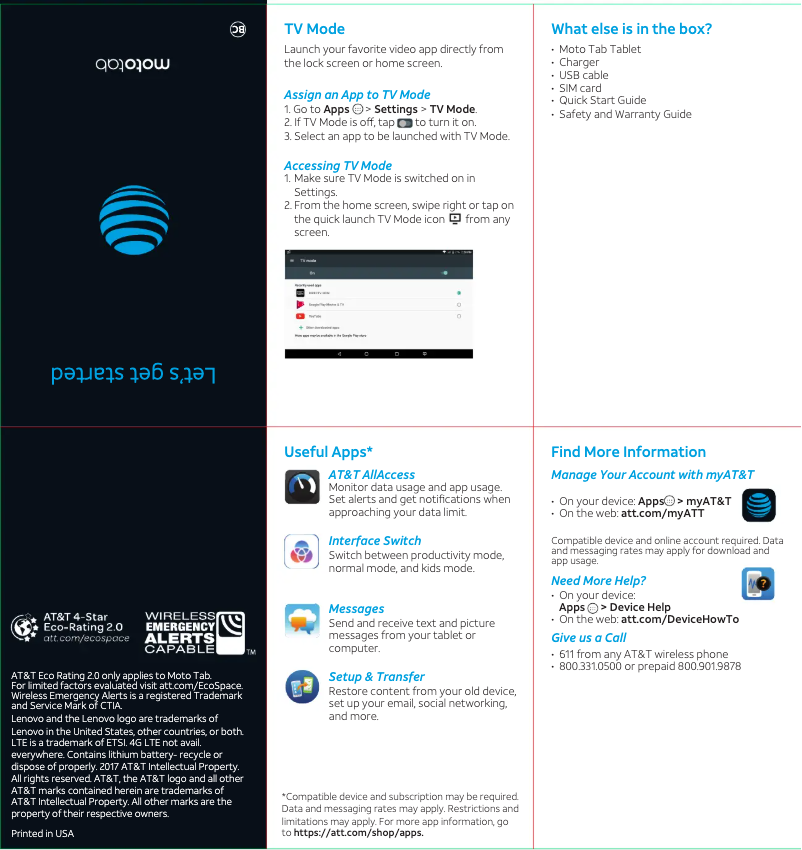 Página 1 del manual Guía de inicio rápido Motorola Moto Tab 4 Plus