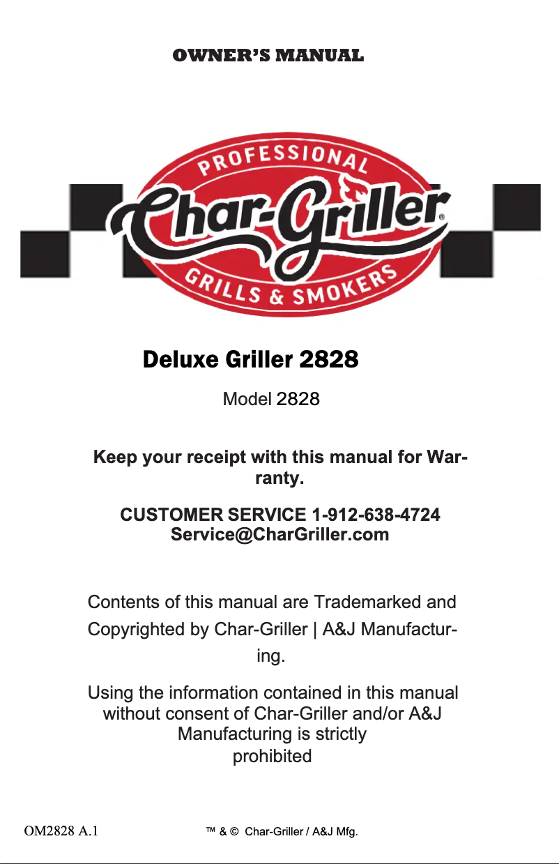 Imagen de la primera página del manual del dispositivo Deluxe Griller 2828
