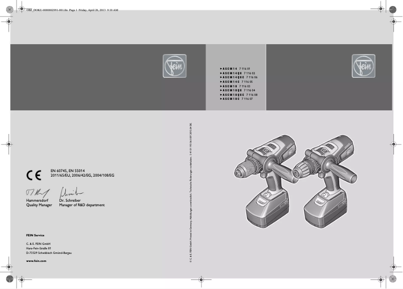 Página 1 del manual Manual de usuario Fein ASCM 18 QX