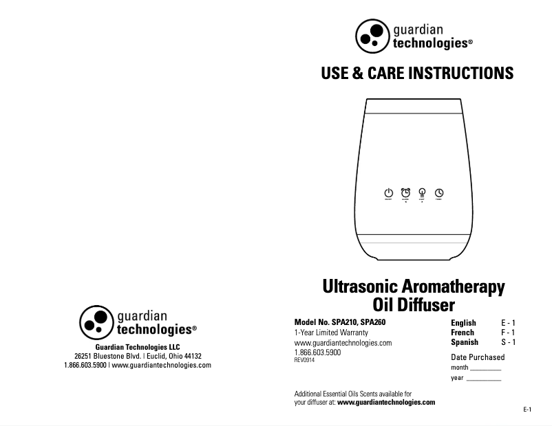 Imagen de la primera página del manual del dispositivo SPA210