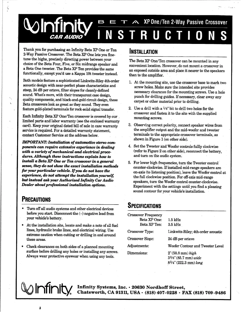 Imagen de la primera página del manual del dispositivo Beta XP Ten