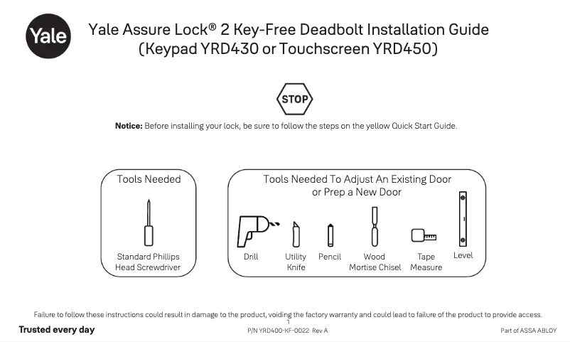 Página 1 del manual Manual de usuario Yale Assure Lock 2
