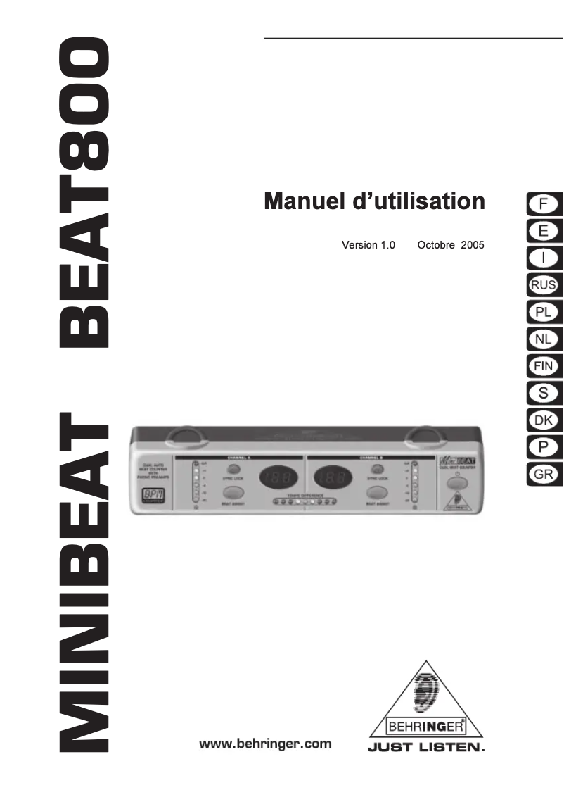 Página 1 del manual Manual de usuario Behringer Minibeat BEAT800