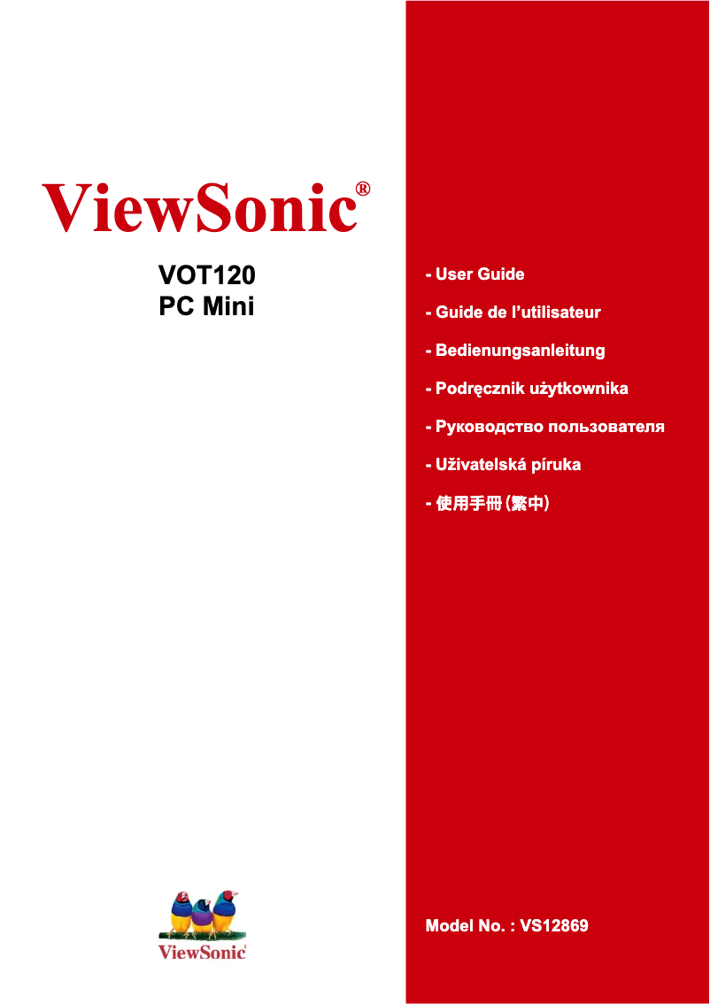 Página nº 1 - Manual de usuario Viewsonic VOT120