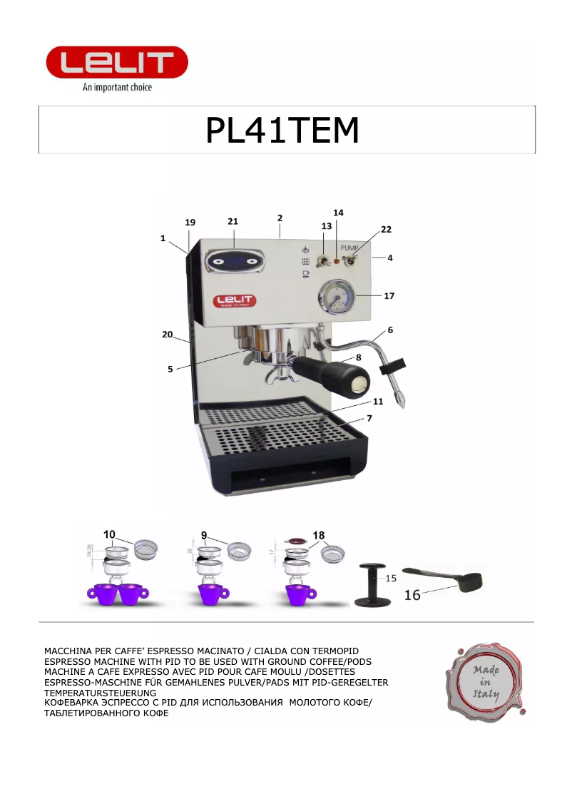 Imagen de la primera página del manual del dispositivo PL41TEM