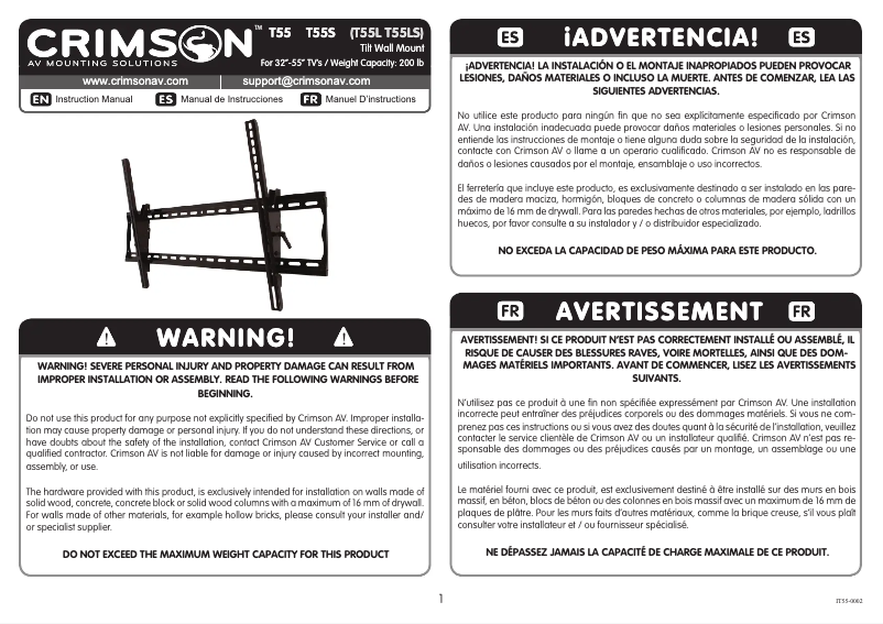 Imagen de la primera página del manual del dispositivo T55