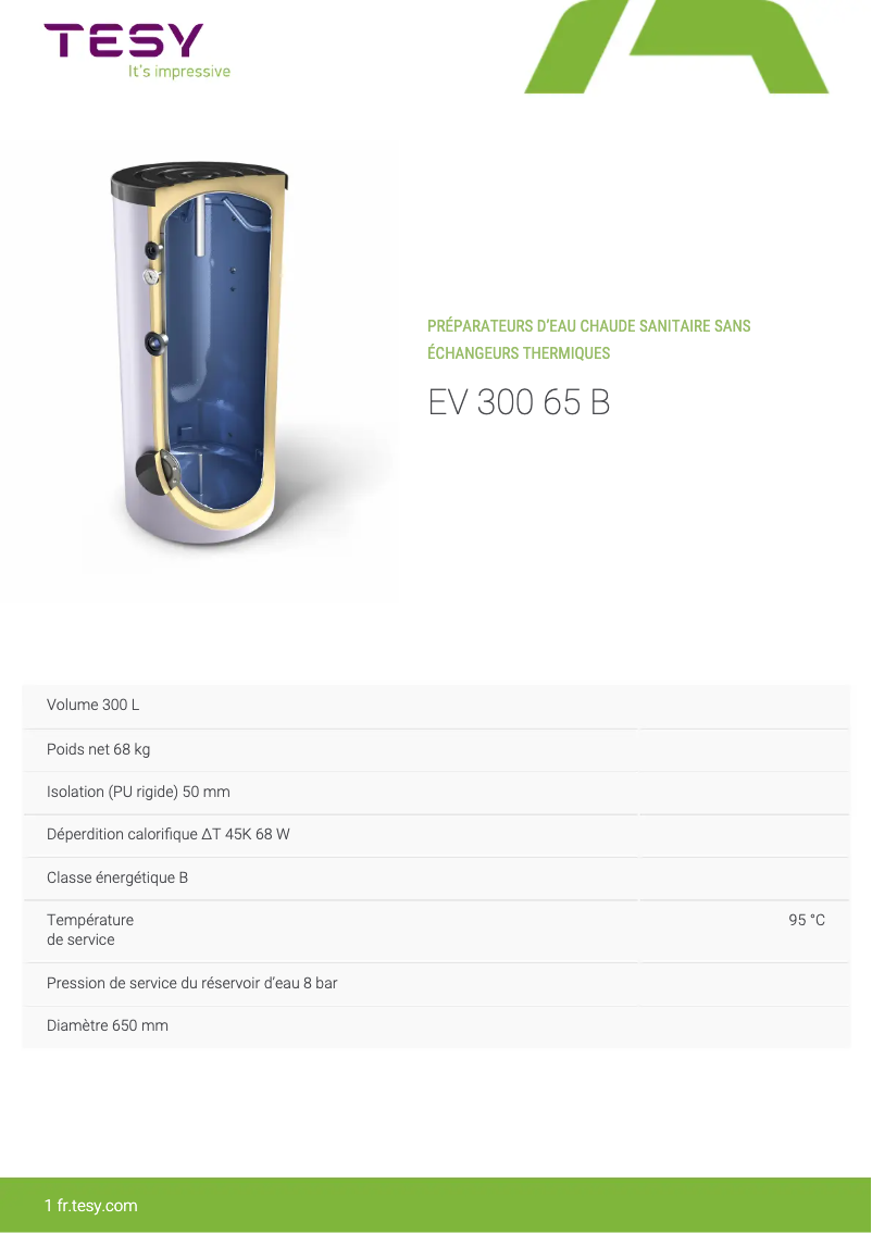 Imagen de la primera página del manual del dispositivo EV 300 65 B
