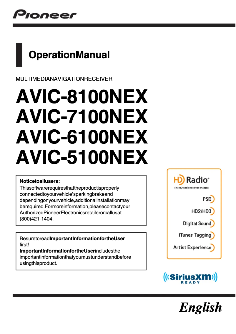 Página 1 del manual Manual de usuario Pioneer AVIC-6100NEX