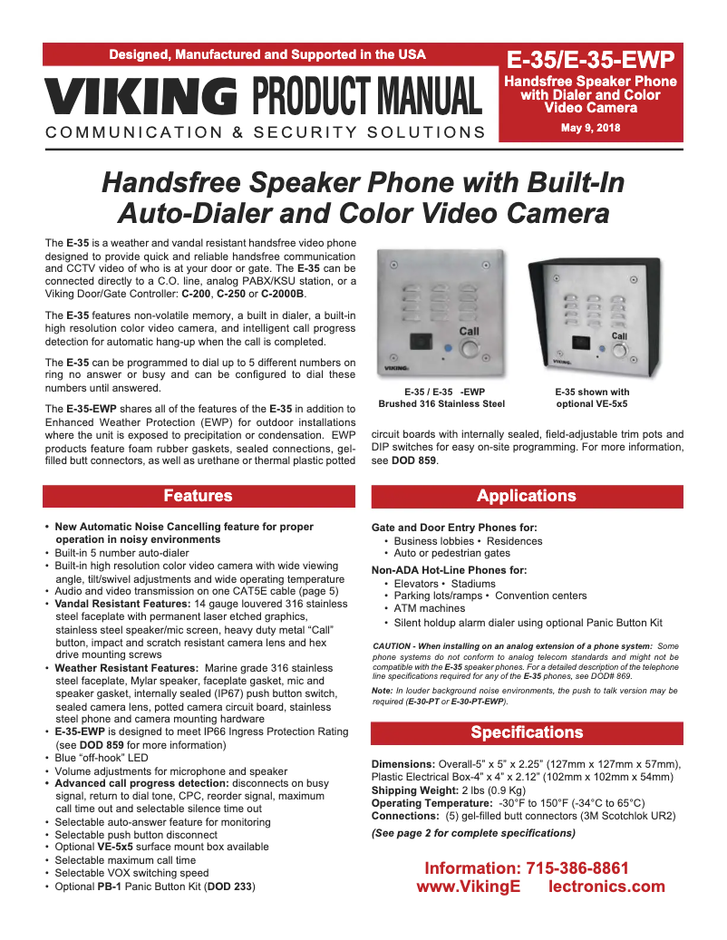 Imagen de la primera página del manual del dispositivo E-35