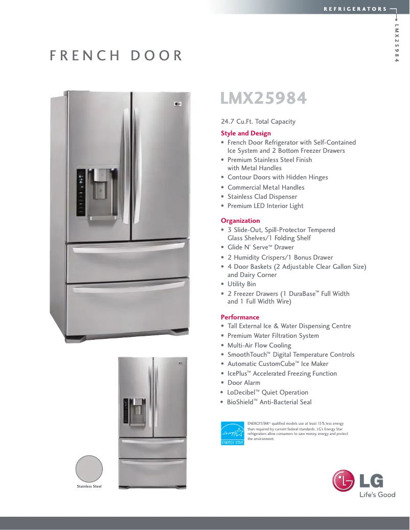 Página nº 1 - Ficha técnica LG LMX25984ST