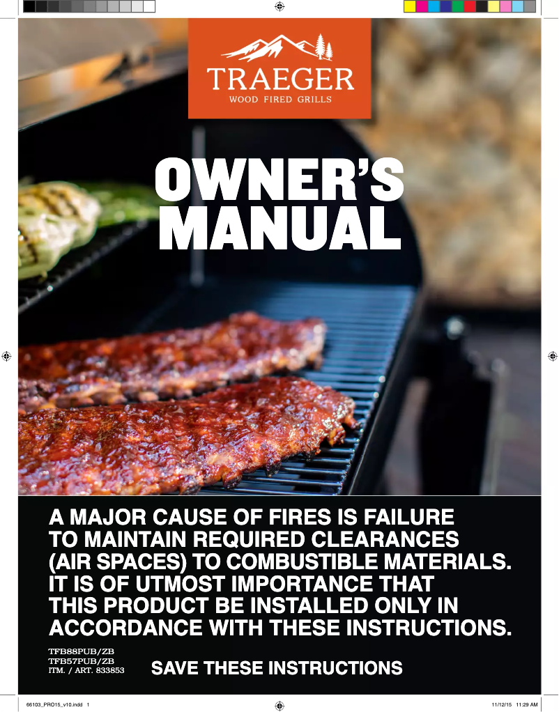 Página 1 del manual Manual de usuario Traeger TFB57PZB