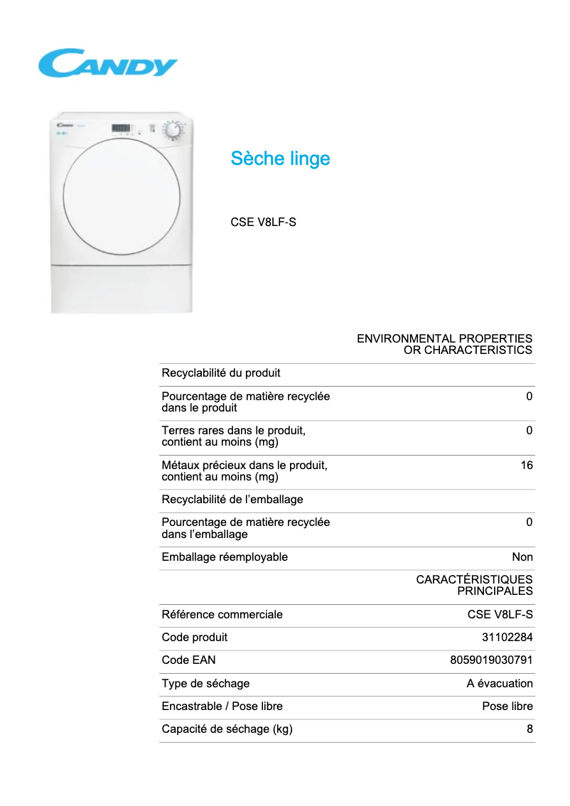 Imagen de la primera página del manual del dispositivo CSE V8LF-S