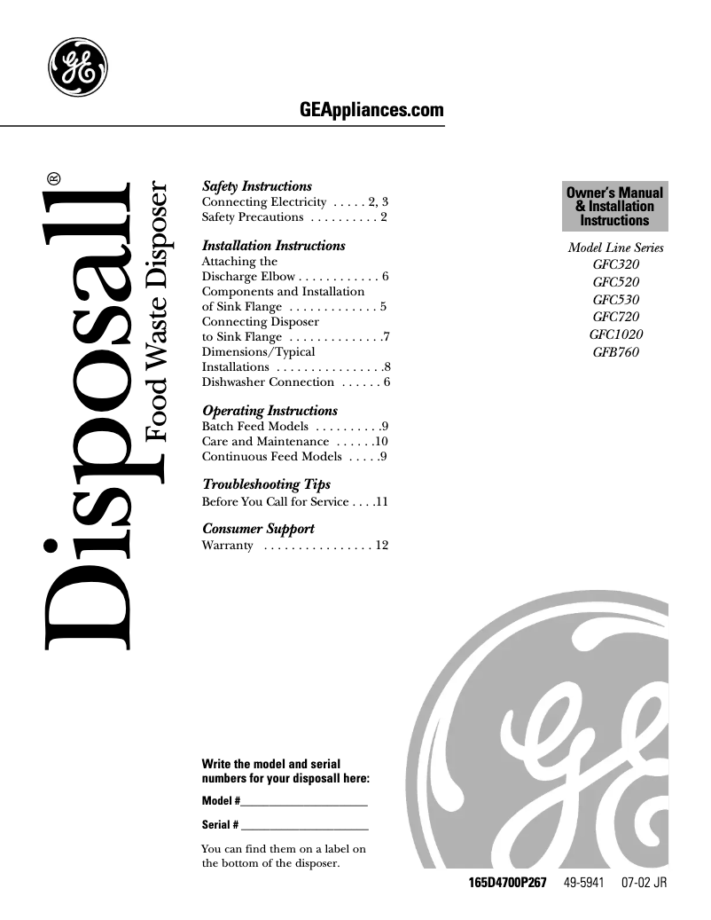 Imagen de la primera página del manual del dispositivo GFC530H