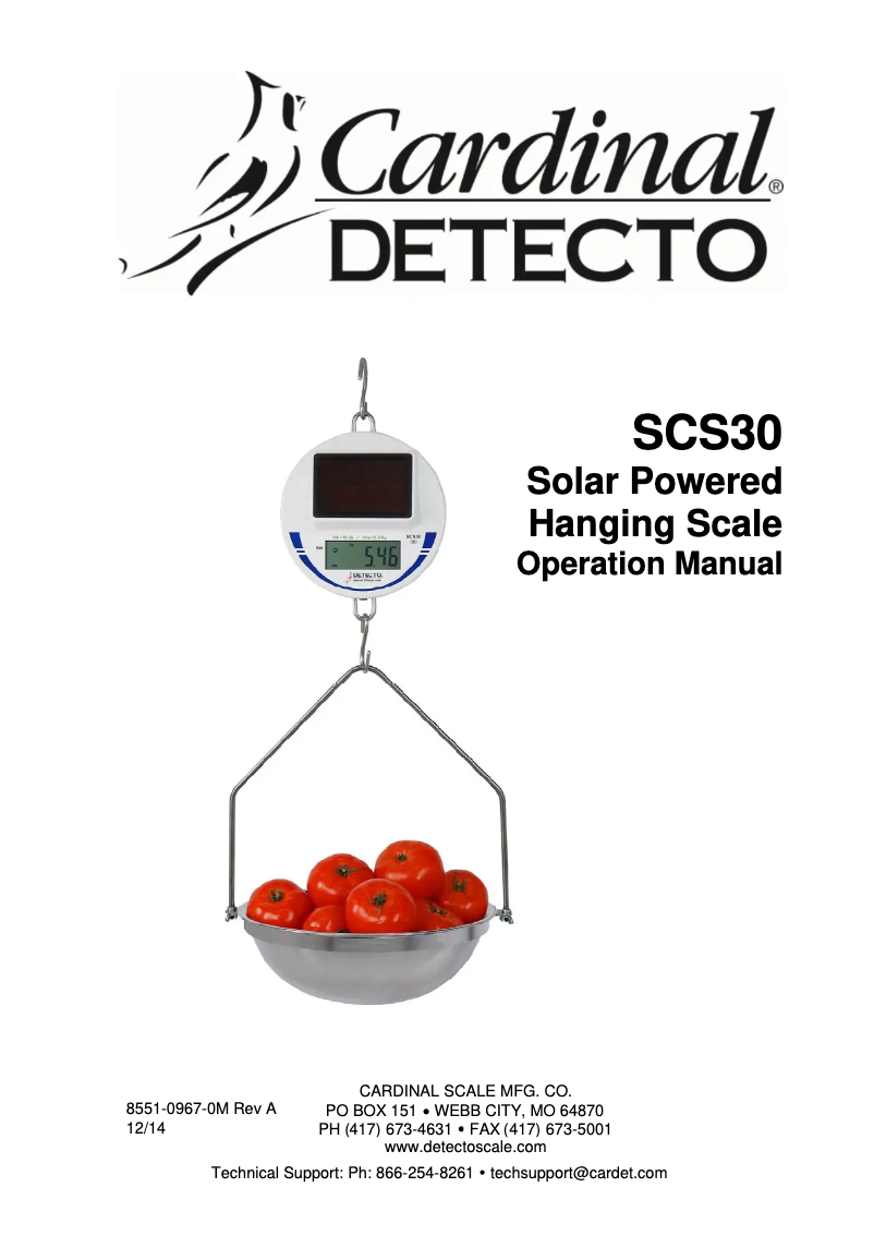 Página 1 del manual Manual de usuario Cardinal Detecto SCS30