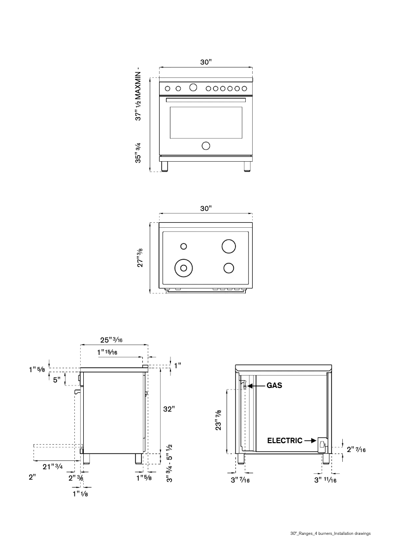 Página 1 del manual Instrucciones / montaje Bertazzoni PROF304DFSXT