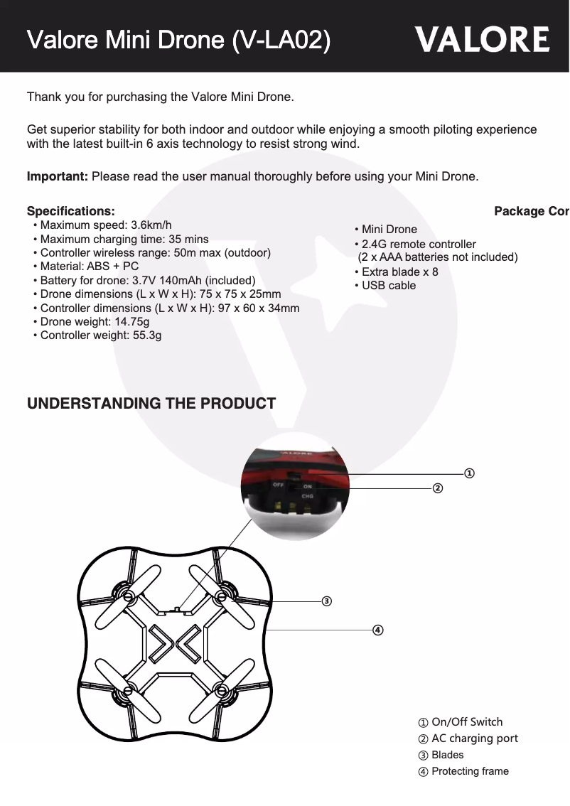 Página nº 1 - Manual de usuario Valore V-LA02
