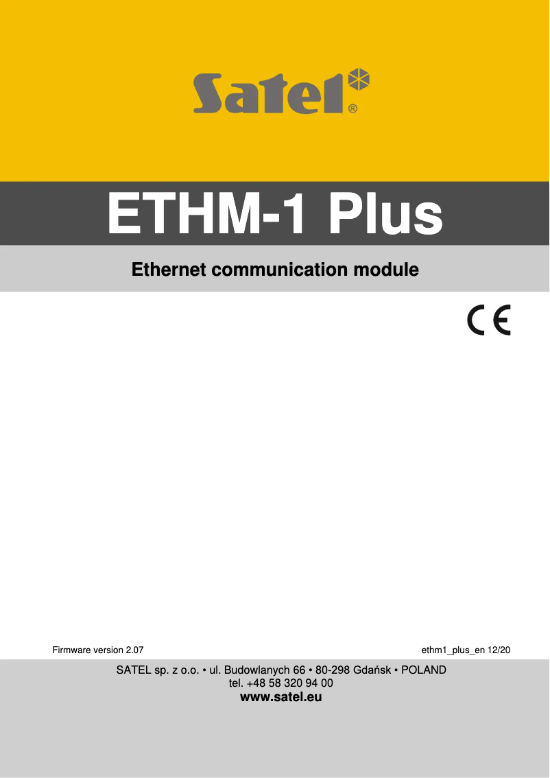 Imagen de la primera página del manual del dispositivo ETHM-1 Plus