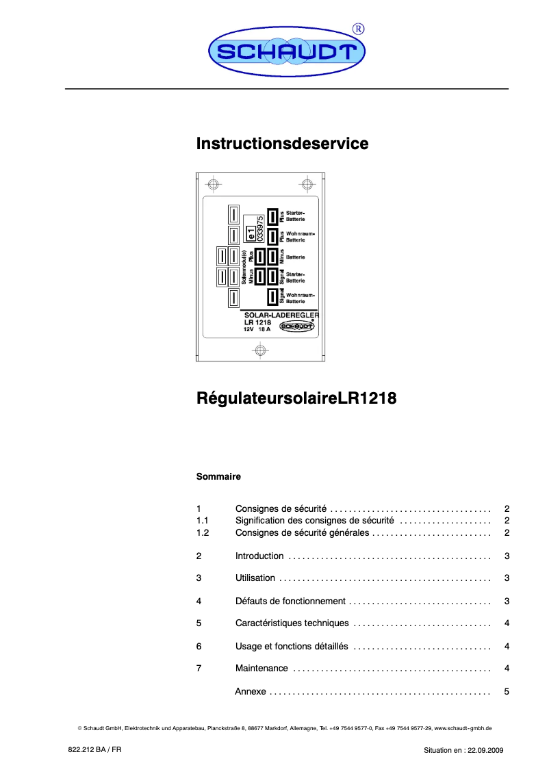 Imagen de la primera página del manual del dispositivo LR 1218