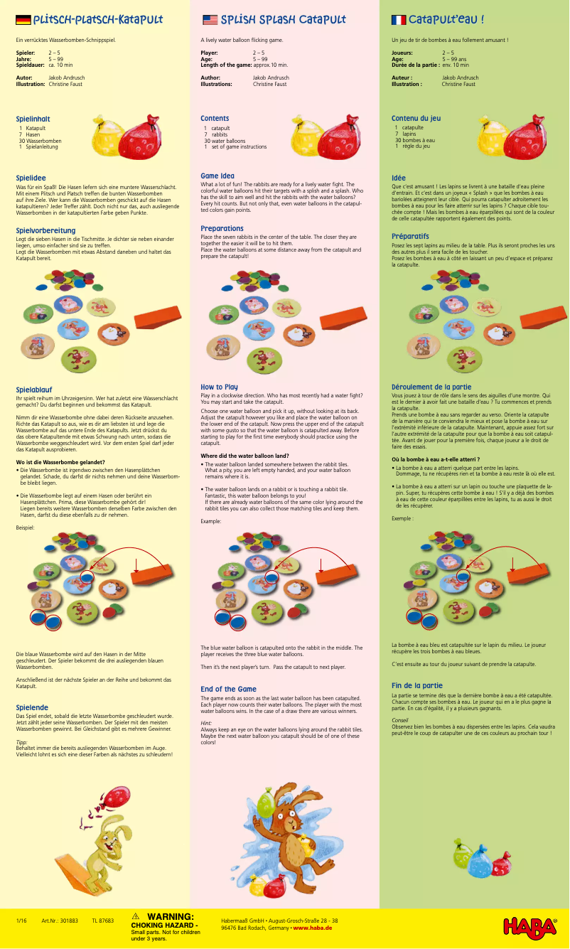 Imagen de la primera página del manual del dispositivo Plitsch-Platsch-Katapult