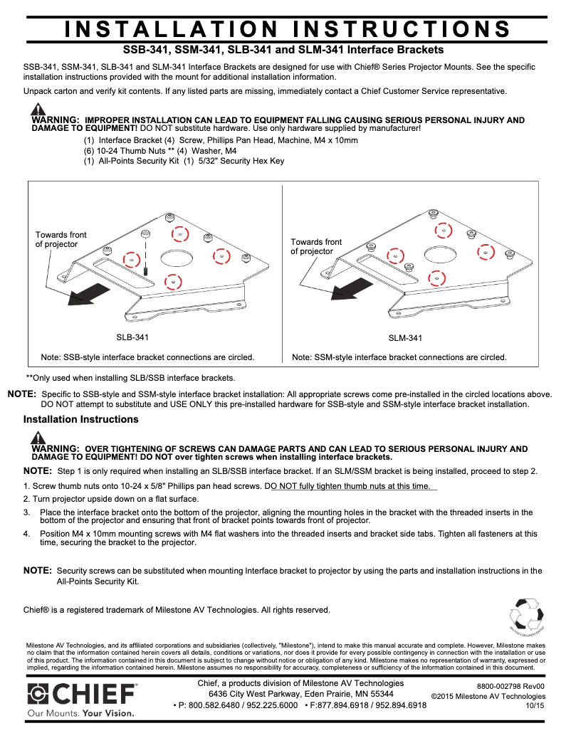 Página 1 del manual Manual de usuario Chief SSB341