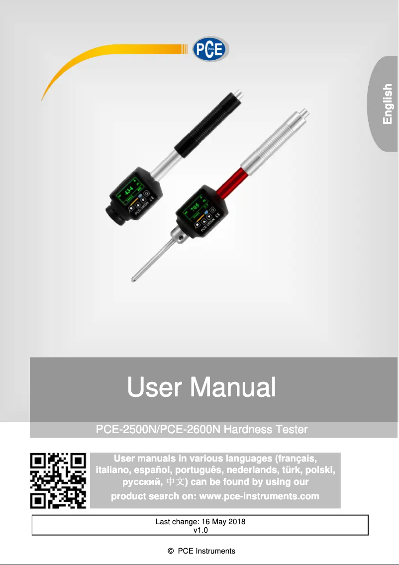 Imagen de la primera página del manual del dispositivo PCE-2500N