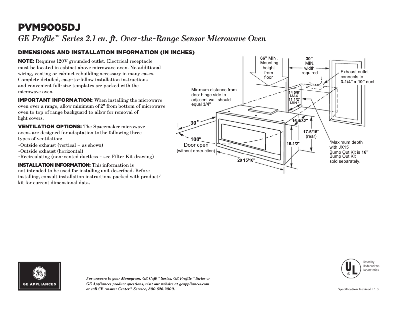 Página 1 del manual Ficha técnica GE Profile PVM9005DJWW