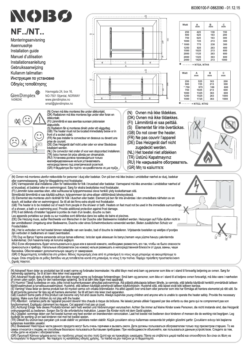 Página 1 del manual Manual de usuario Nobo NTE4T12CASTORS