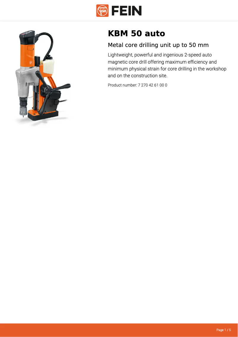 Página nº 1 - Ficha técnica Fein KBM 50 auto