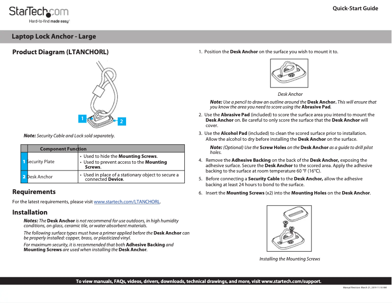 Página 1 del manual Manual de usuario StarTech.com LTANCHORL