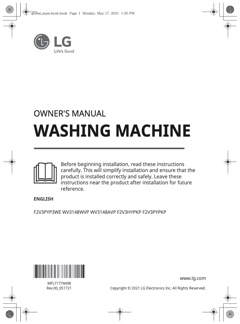 Página 1 del manual Manual de usuario LG WV3148AVP
