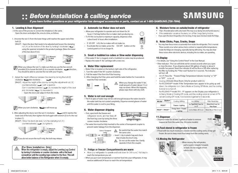 Página 1 del manual Guía de inicio rápido Samsung RS25H5A38S8