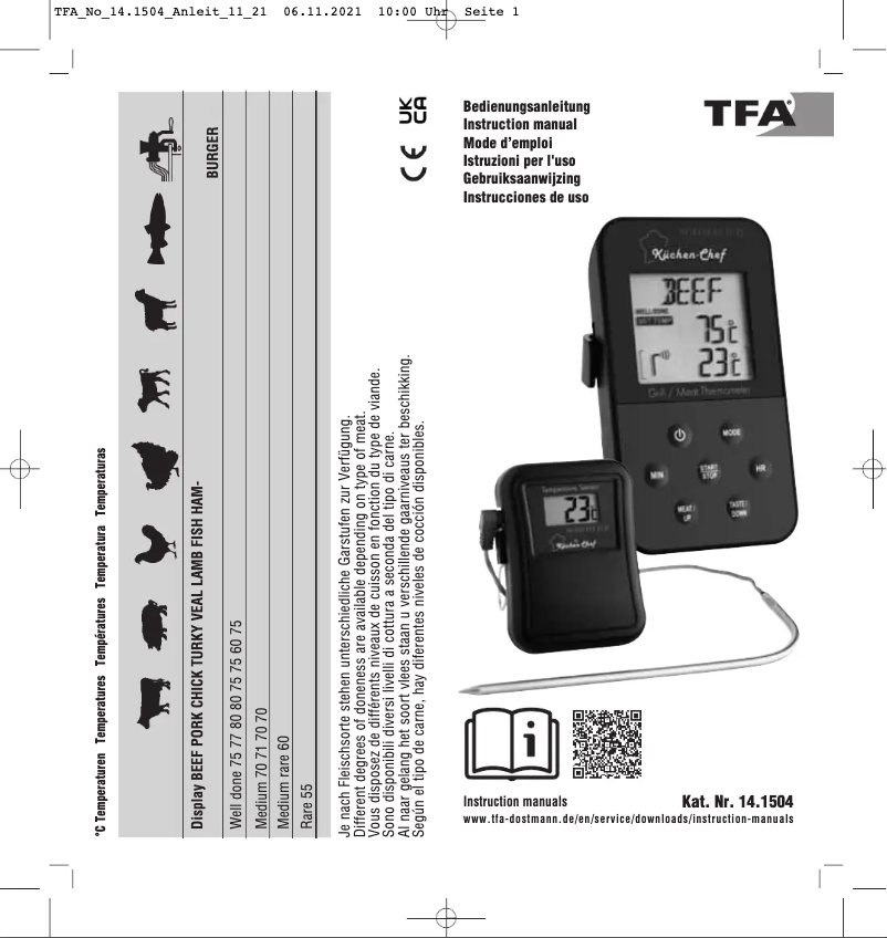 Página nº 1 - Manual de usuario TFA Küchen-Chef 14.1504