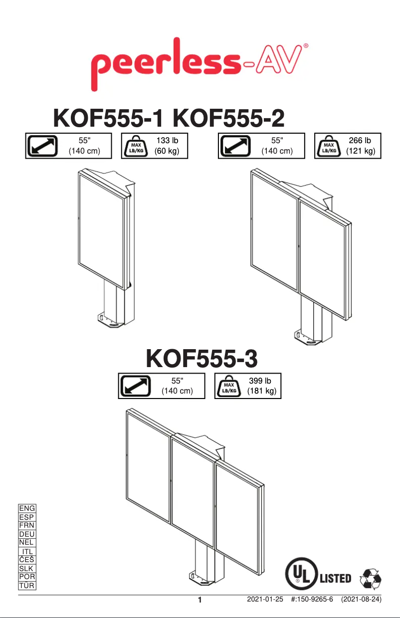 Página 1 del manual Manual de usuario Peerless-AV KOF555