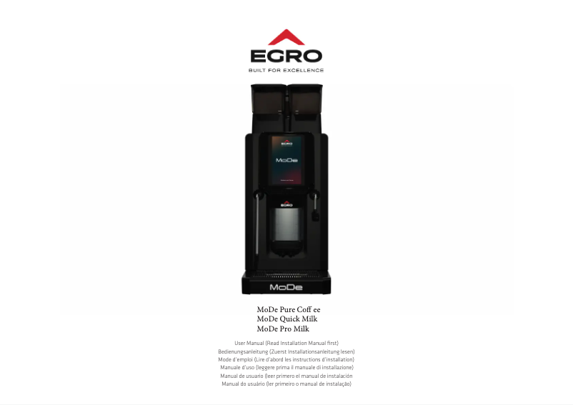Página 1 del manual Manual de usuario Egro MoDe Quick Milk