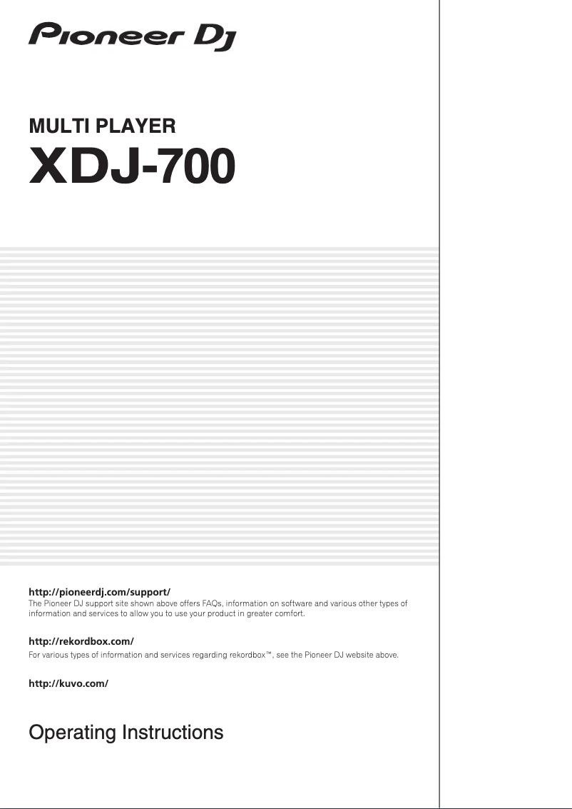 Imagen de la primera página del manual del dispositivo XDJ-700
