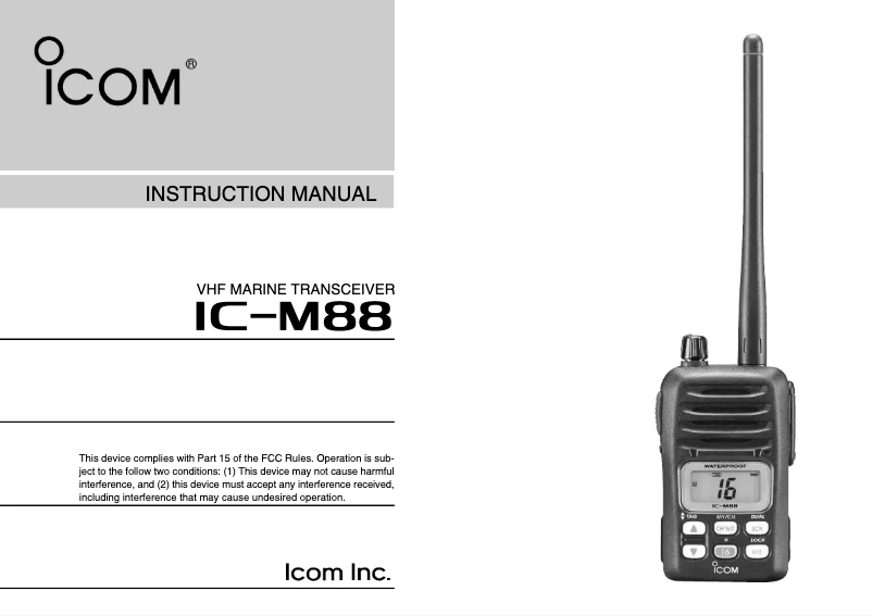 Imagen de la primera página del manual del dispositivo IC-M88