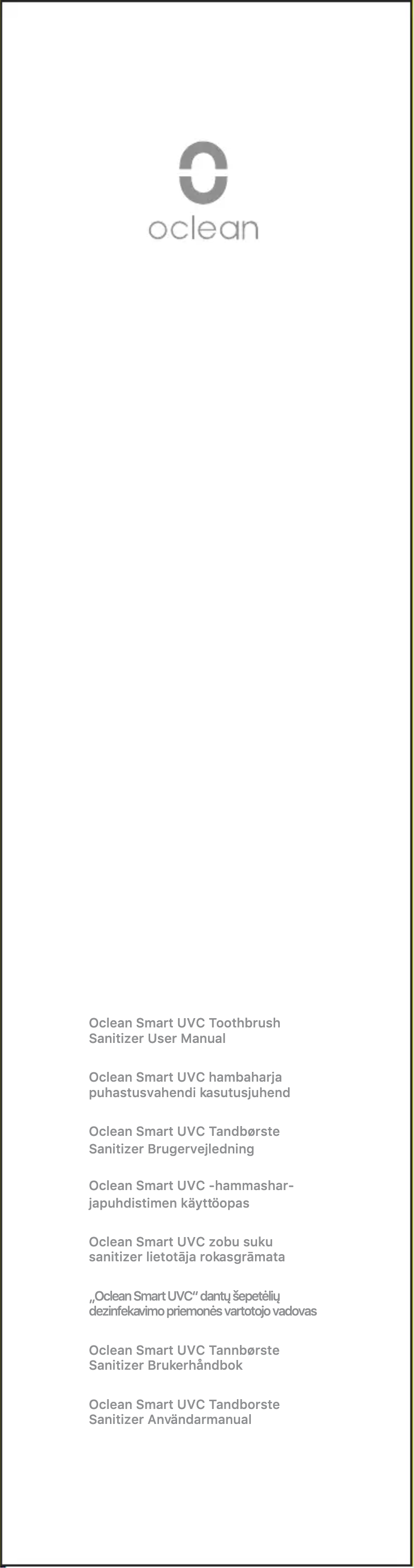 Imagen de la primera página del manual del dispositivo Smart UVC